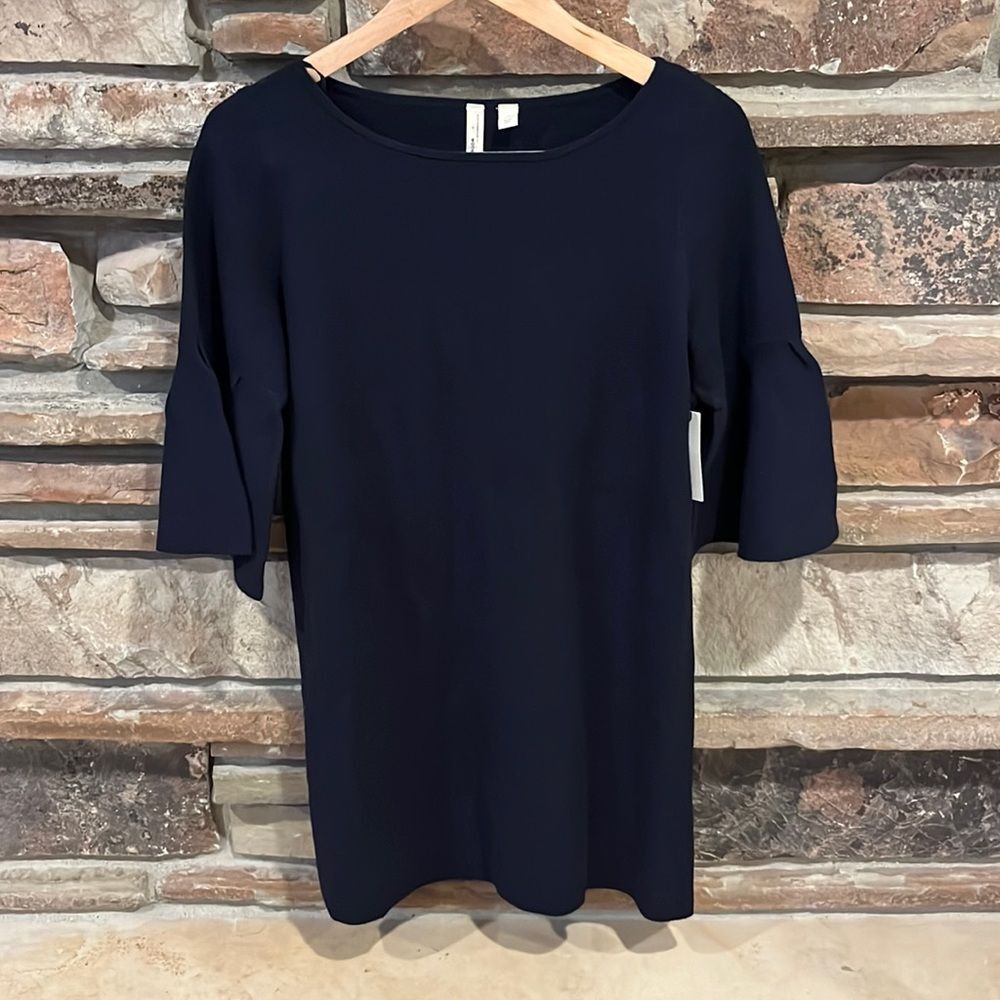 Moth Anthropologie Chester Navy Bell Sleeve Boatneck Sweater Tunic Dress